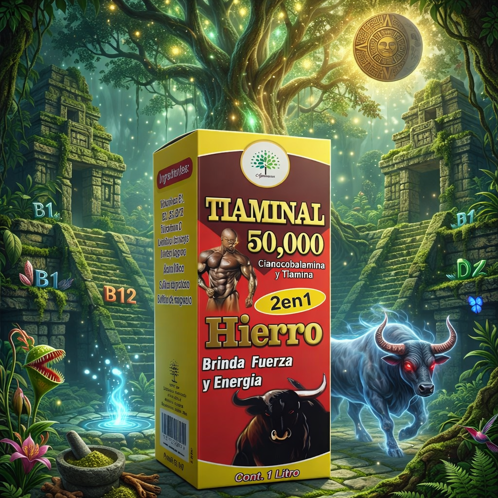 TONICO TIAMINAL 50,000 CIANOCOBALAMINA Y TIAMINA 2EN1 HIERRO BRINDA FUERZA Y ENERGIA