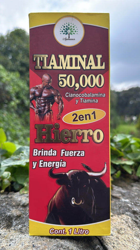 TONICO TIAMINAL 50,000 CIANOCOBALAMINA Y TIAMINA 2EN1 HIERRO BRINDA FUERZA Y ENERGIA